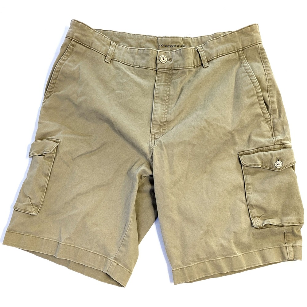 Joseph Abboud Mens Khaki Cargo Shorts Tan Stretch Cotton Size 40 Utility Casual